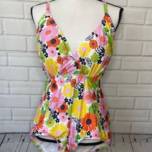 ModCloth 2X Floral Bathing Suit